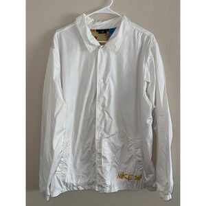 Nike SB Shield Coaches Jacket Mens XL White Patchwork Lining Windbreaker
